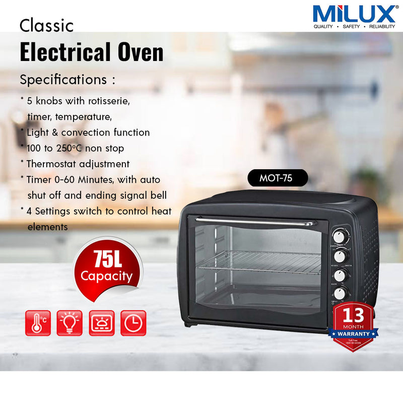 Milux Electric Oven 75L MOT-75