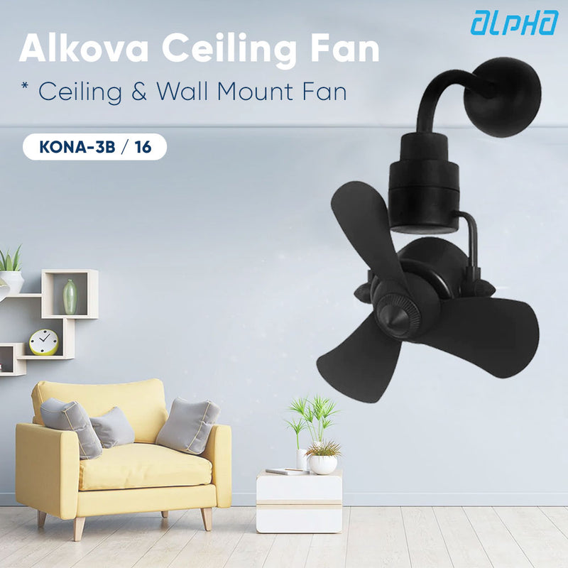 Alkova Ceiling Fan 16" KONA-3B/16 (Walnut/MB) (MattBlack)