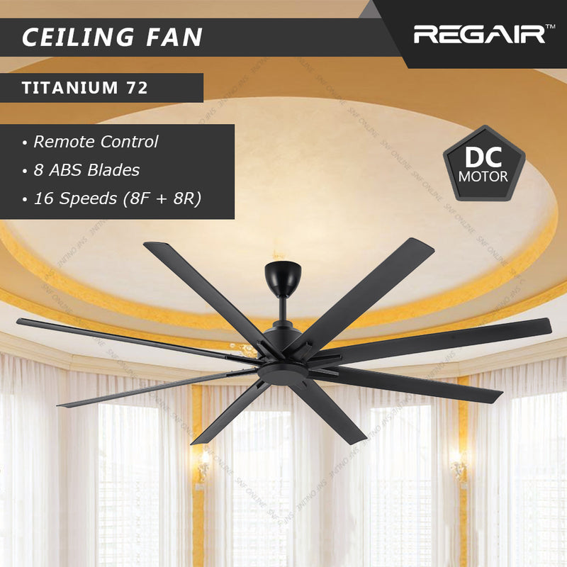 Regair Inovo TITANIUM 72” Ceiling Fan 8 Blades with DC Motor TITANIUM72-MB