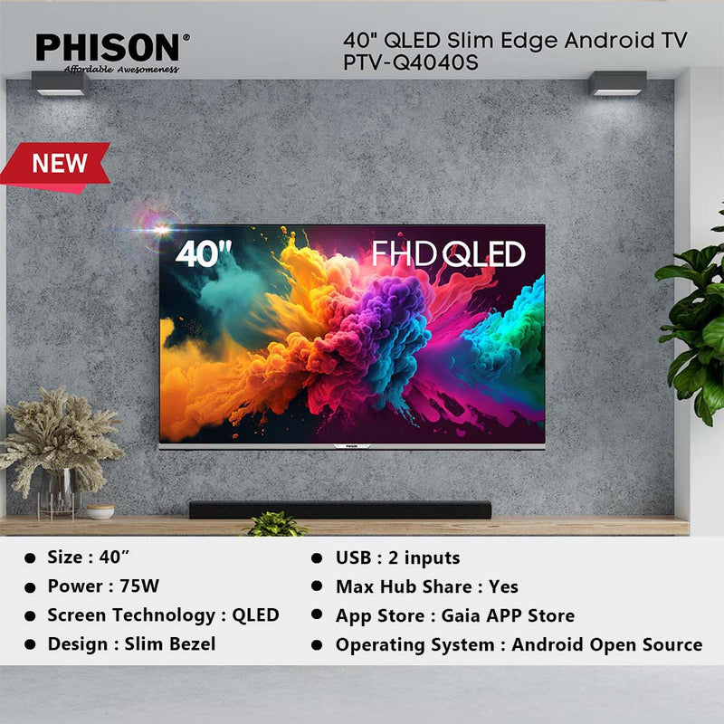 Phison 40" QLED Slim Edge Android TV PTV-Q4040S