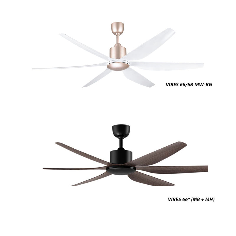 Regair Vibes 66” Ceiling Fan DC Motor Vibes 66-MBMH (Mattblack Mahogany) Vibes 66-RG (Rose Gold)