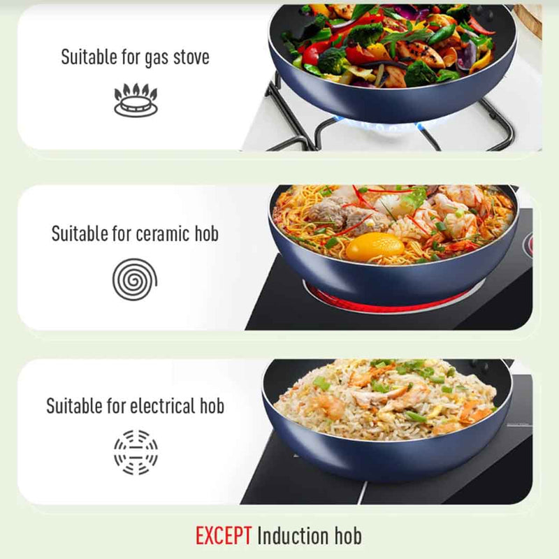 Tefal Clear Cook 3pcs Set Frypan 26cm + Wokpan 28cm Non-Stick B266S3