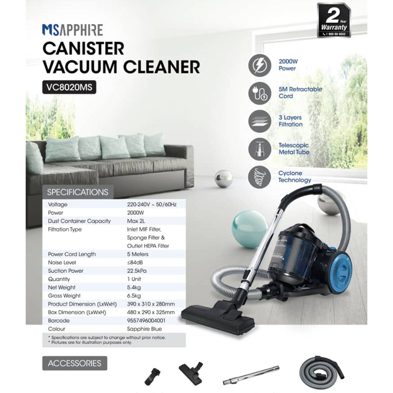 Khind Canister Vacuum Cleaner VC8020MS