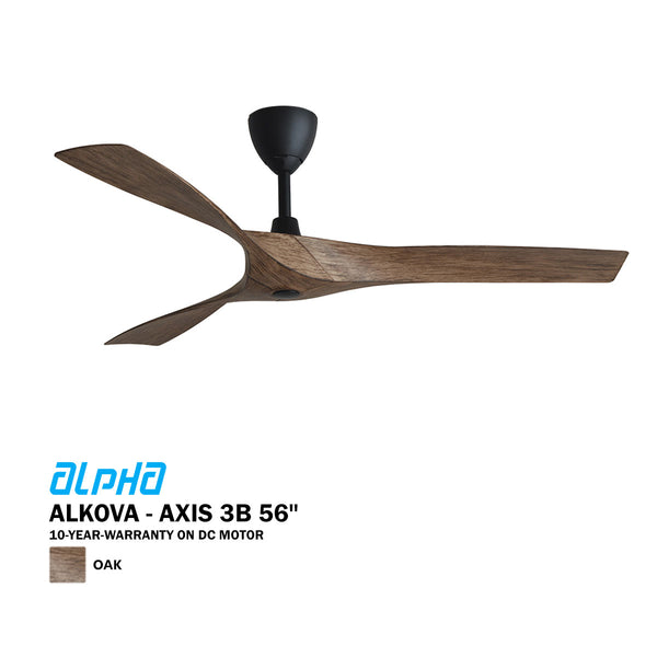 Alpha Alkova AXIS Ceiling Fan 56" AXIS-3B/56 (Grey Wood/MB) (Oak/MB) (MattBlack)