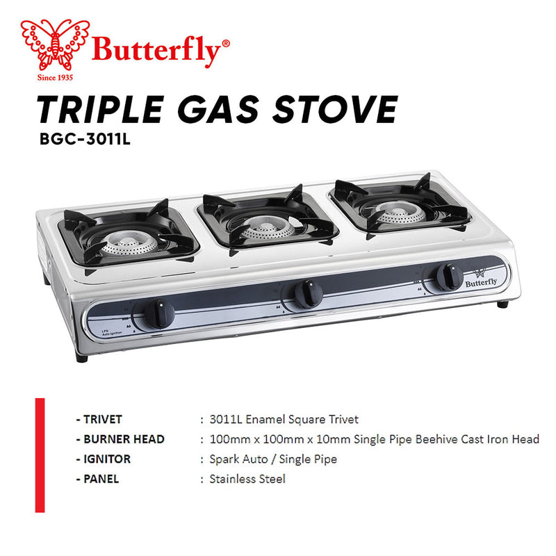 Butterfly Triple Burner Gas Stove BGC-3011L