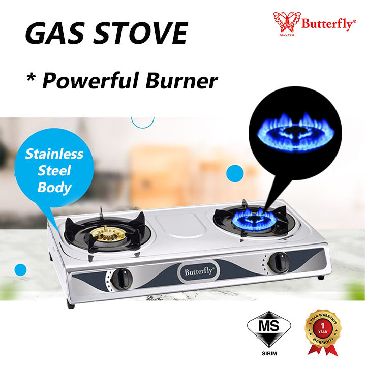 Butterfly Stainless Steel Double Gas Stove BGC-628