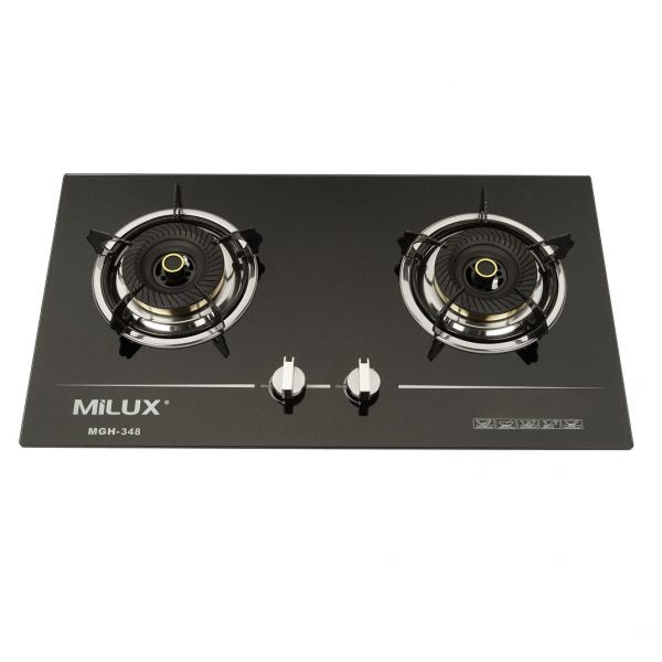 Milux 2 Burner Premium Tempered Glass Hob Gas Cooker MGH-348