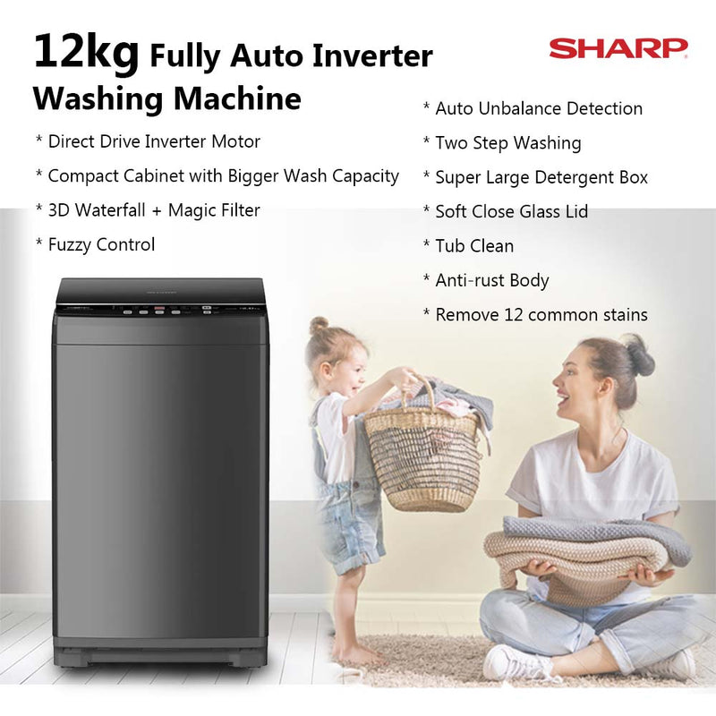 Sharp 12kg Fully Auto Washing Machine Inverter mesin basuh automatik ESW12SM