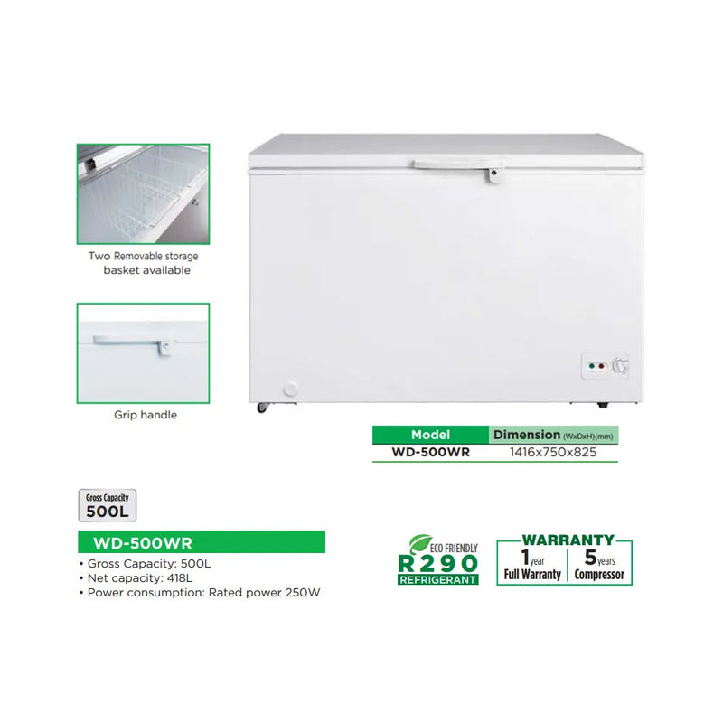 Midea 418L Chest Freezer peti sejuk beku WD-500WR