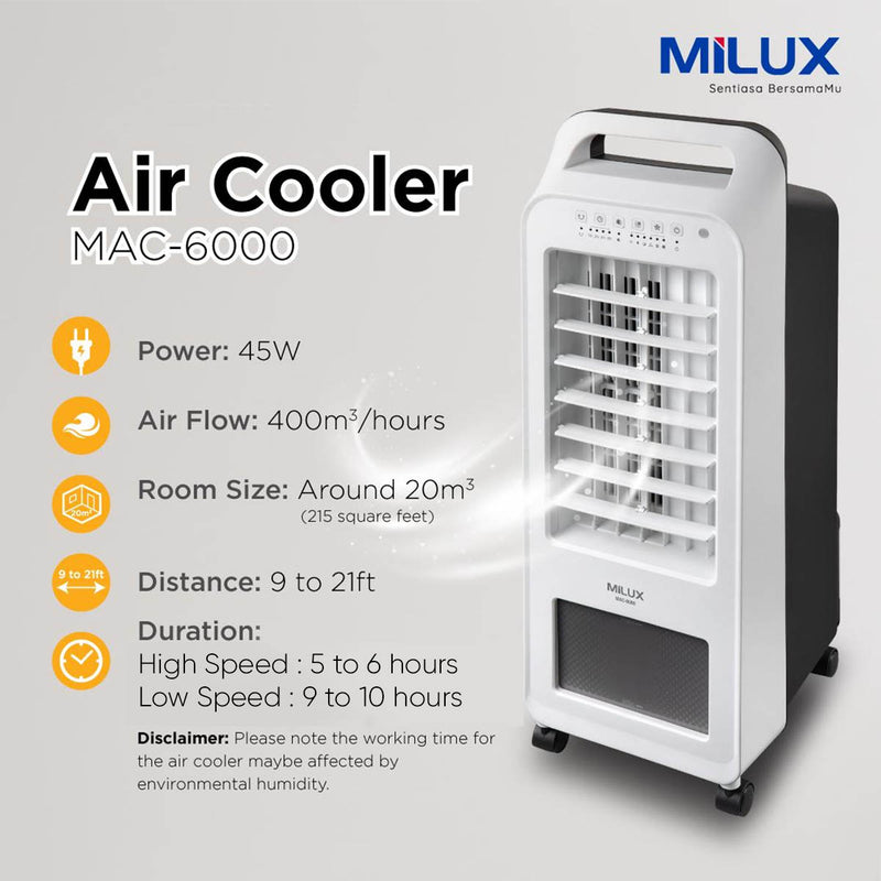 Milux 6L Air Cooler MAC-6000