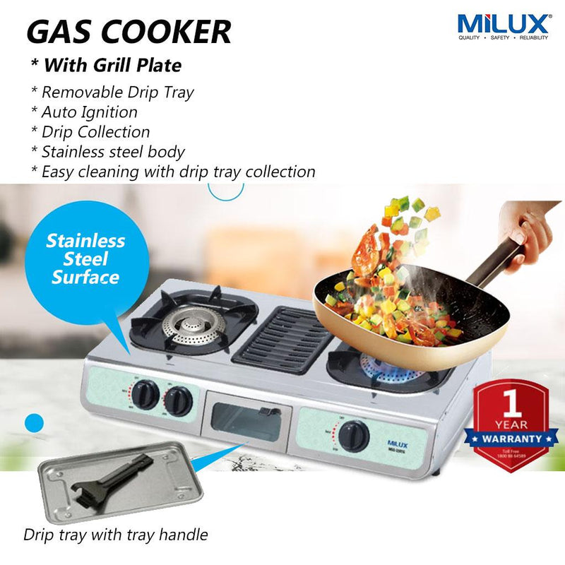 Milux Gas Cooker with Grill Plate Dapur Gas MSS-2500G MSS2500G