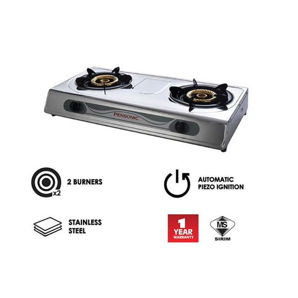 Pensonic Double Burner Stainless Steel Gas Stove PGC-55S