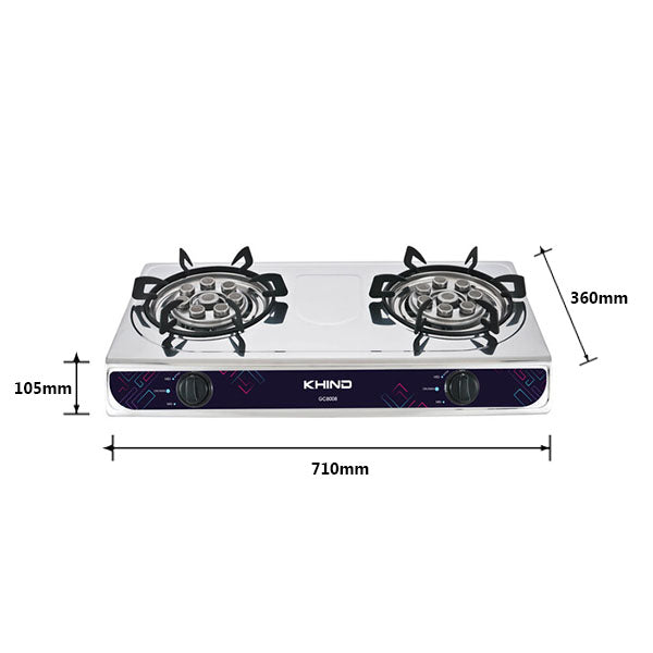 Khind Stainless Steel Double Gas Cooker GC8008