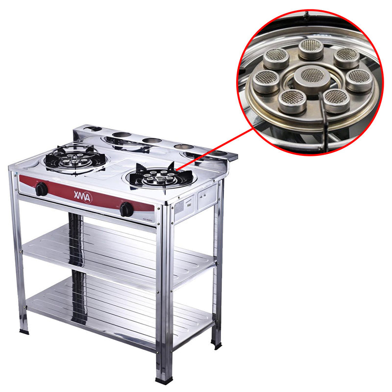 XMA High Quality Stainless Steel Double Standing Gas Stove XSC-8080SS