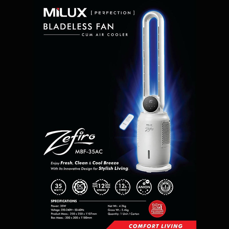 Milux Bladeless Fan with Air Cooler MBF-35AC