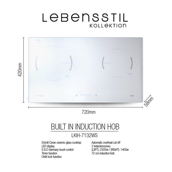 Lebensstil Kollektion Built in Induction Hob White Series LKIH-7132WS