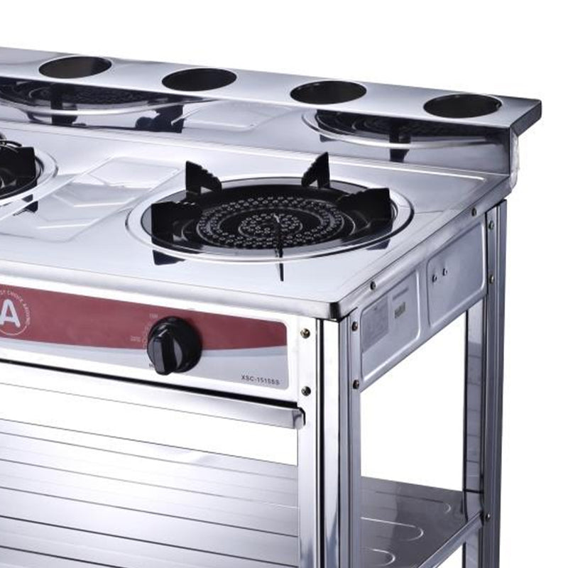 XMA High Quality Stainless Steel Double Standing Gas Stove XSC-1515SS