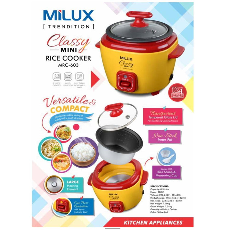 Milux 0.3L Classy Mini Rice Cooker MRC-603