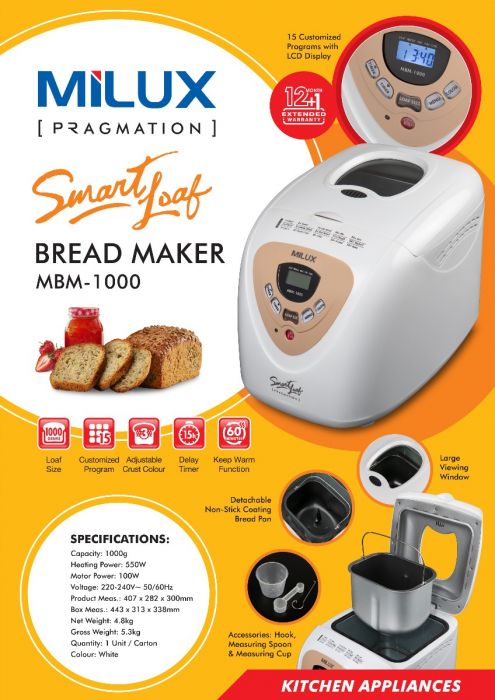 Milux Bread Maker MBM-1000