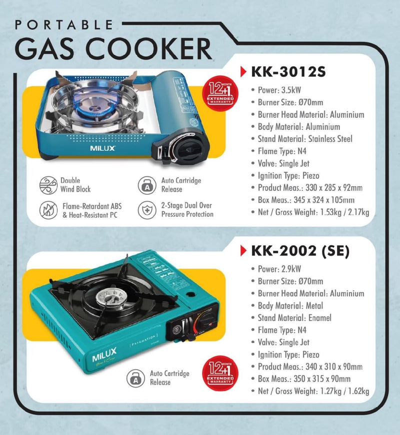 Milux Portable Gas Stove KK-2002