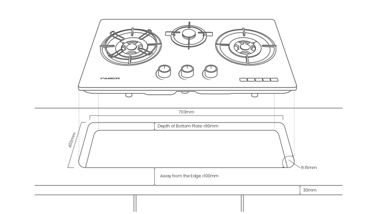 Faber Built-In Glass Cooker Hob PRESTO-2B/76BK