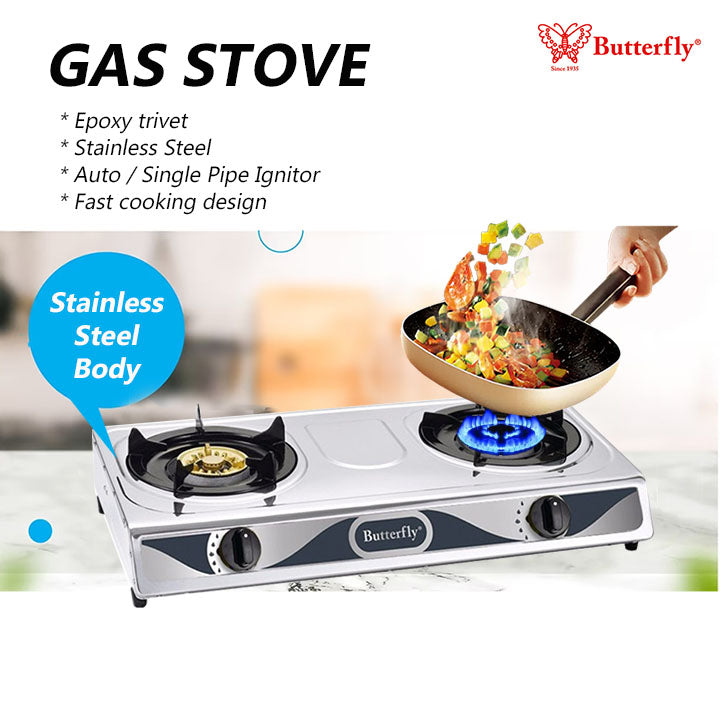 Butterfly Stainless Steel Double Gas Stove BGC-628