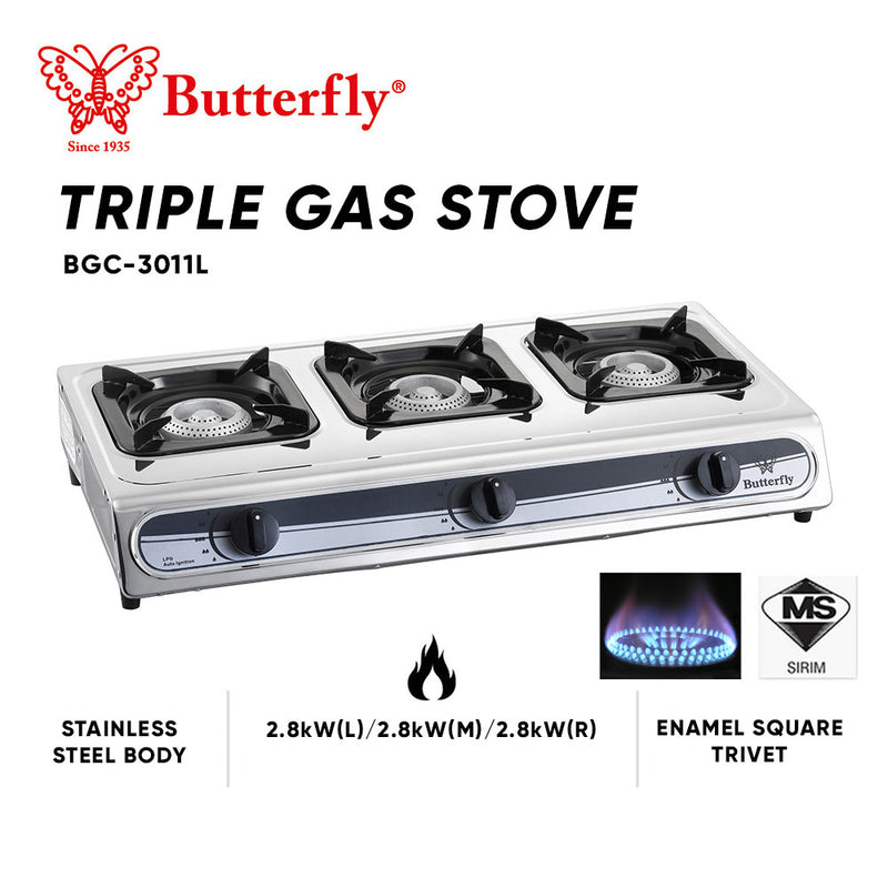 Butterfly Triple Burner Gas Stove BGC-3011L