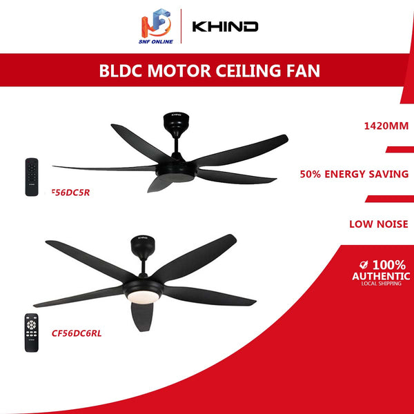 Khind ZenAir 56"Ceiling Fan Remote Control CF56DC5R CF56DC6RL( Matt Black ) kipas siling