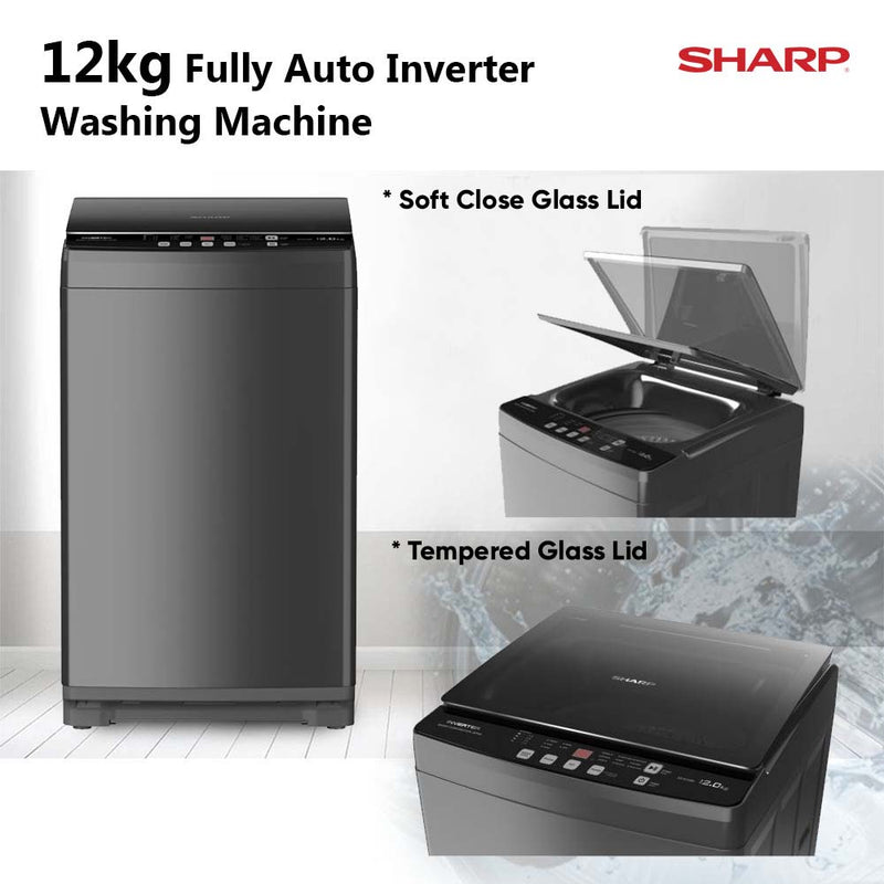 Sharp 12kg Fully Auto Washing Machine Inverter mesin basuh automatik ESW12SM