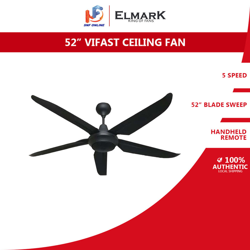 Elmark 52" Vifast ABS Blades 5 Speed Remote Control Ceiling Fan VIFAST(MBK)