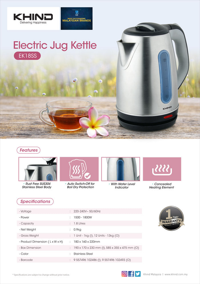 1.8L Electric Jug Kettle