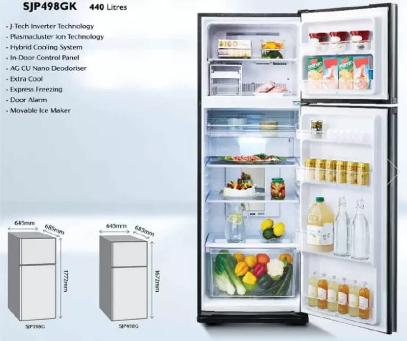 Sharp 440L Fridge Refrigerator J-Tech Inverter SJP498GK Peti Sejuk