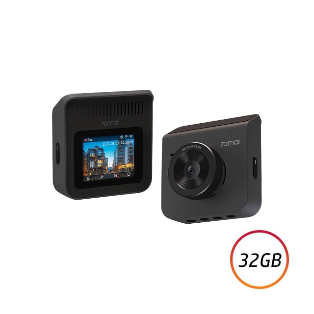 70Mai A400 Car Recorder Dash Cam QHD 1440P Rear Cam Night Vision 145 FOV WDR App Control Smart 70M-A400-GR + 32GB