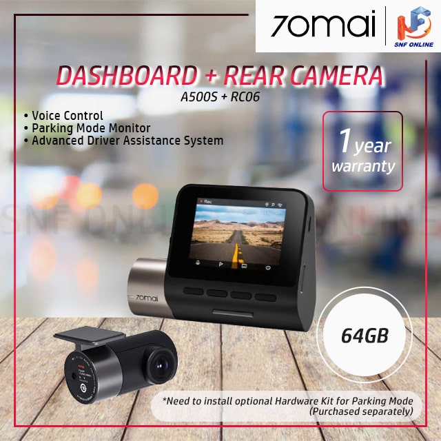 70mai Dashcam PRO PLUS+ A500S Car Recorder 1944P car camera rear cam wifi app control GPS Built in ADAS A500 SET-70MA500 + 64GB