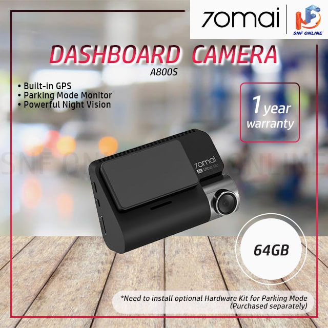 70Mai A800S Dual vision 140 Rear Cam FOV 4K Ultra HD Screen Dash Cam Rear APP Control 24h Night Vision A800 A800S + 64GB