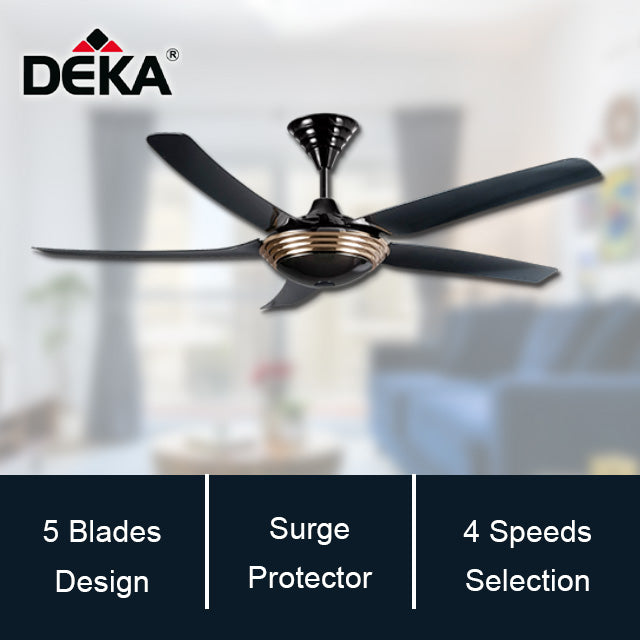 Deka 5 blade ceiling fan Remote Control 56” kipas siling DFVR5GM VR5 GOLD