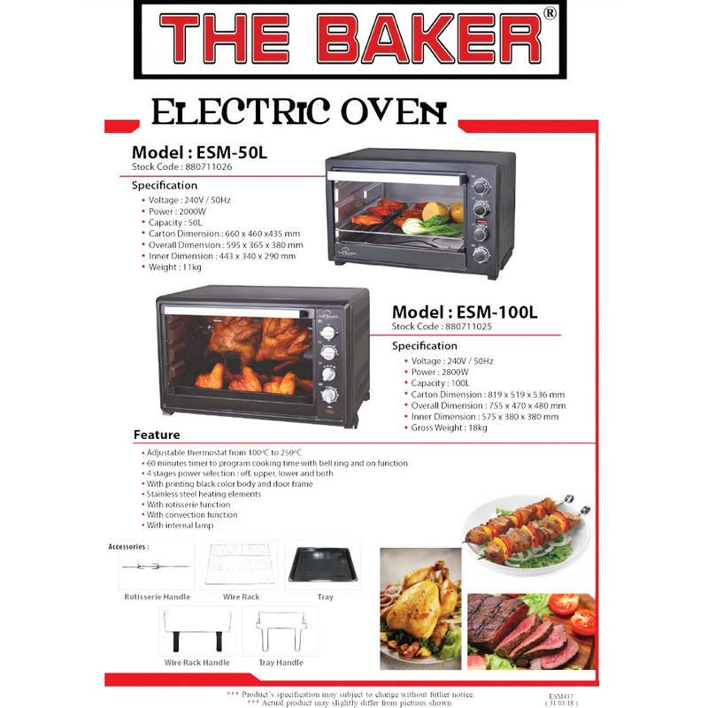 The Baker Electric Oven 100L ESM-100L ESM100L ESM-100LV2