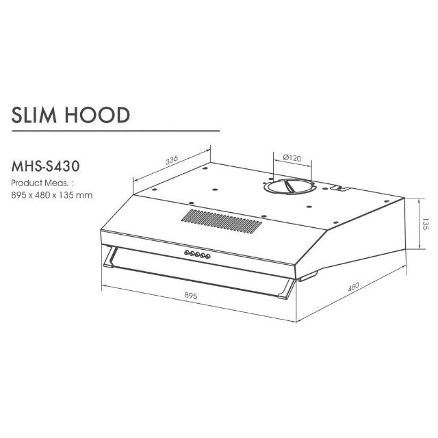 Milux Stainless Steel Slim Hood MHS-S430