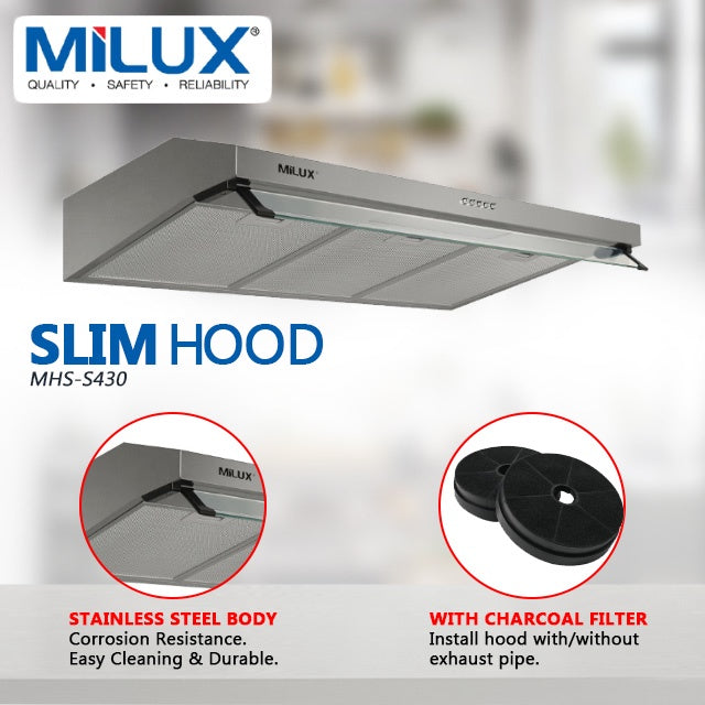 Milux Stainless Steel Slim Hood MHS-S430