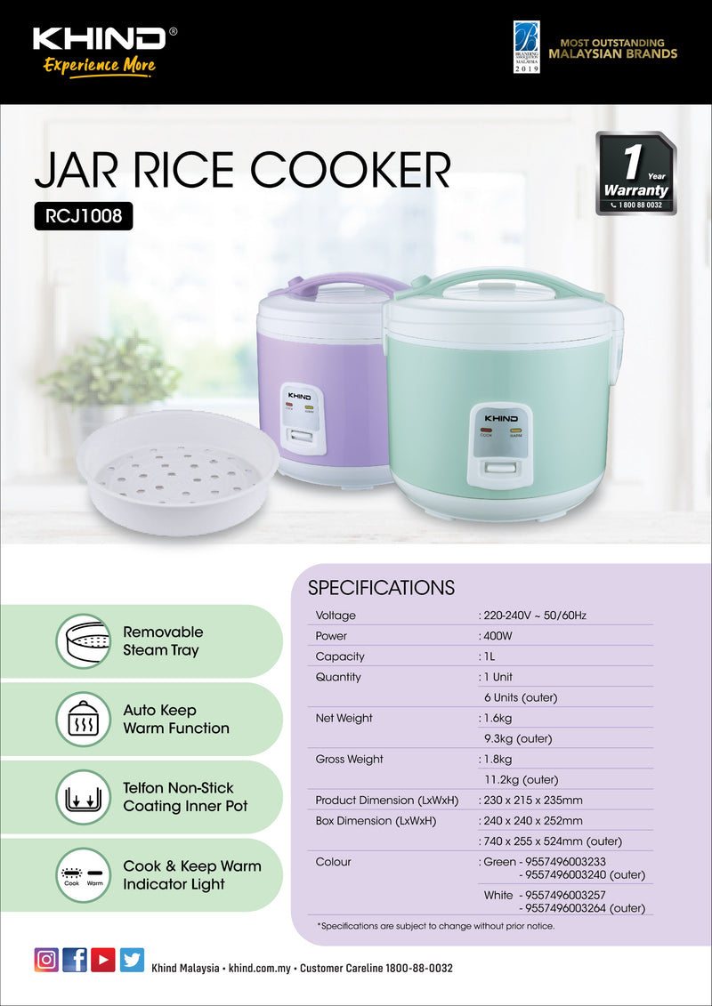 1.8L Jar Rice Cooker